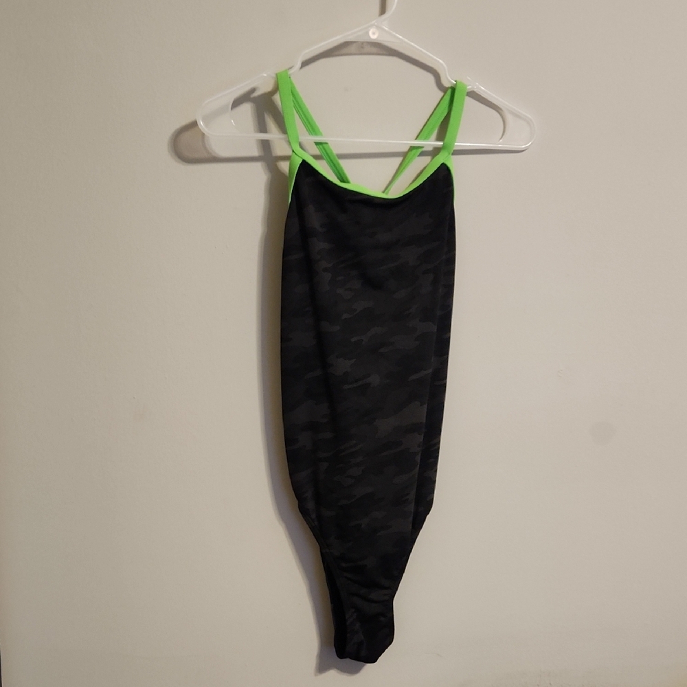 [LAST CHANCE - WILL DONATE 3 APRIL] Black & Neon Green Camouflage Swimsuit